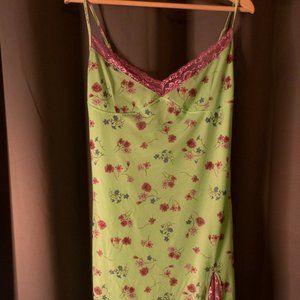 Motel Rocks Lilac Floral Bodycon Coti dress Green with Pink lace Sz XL